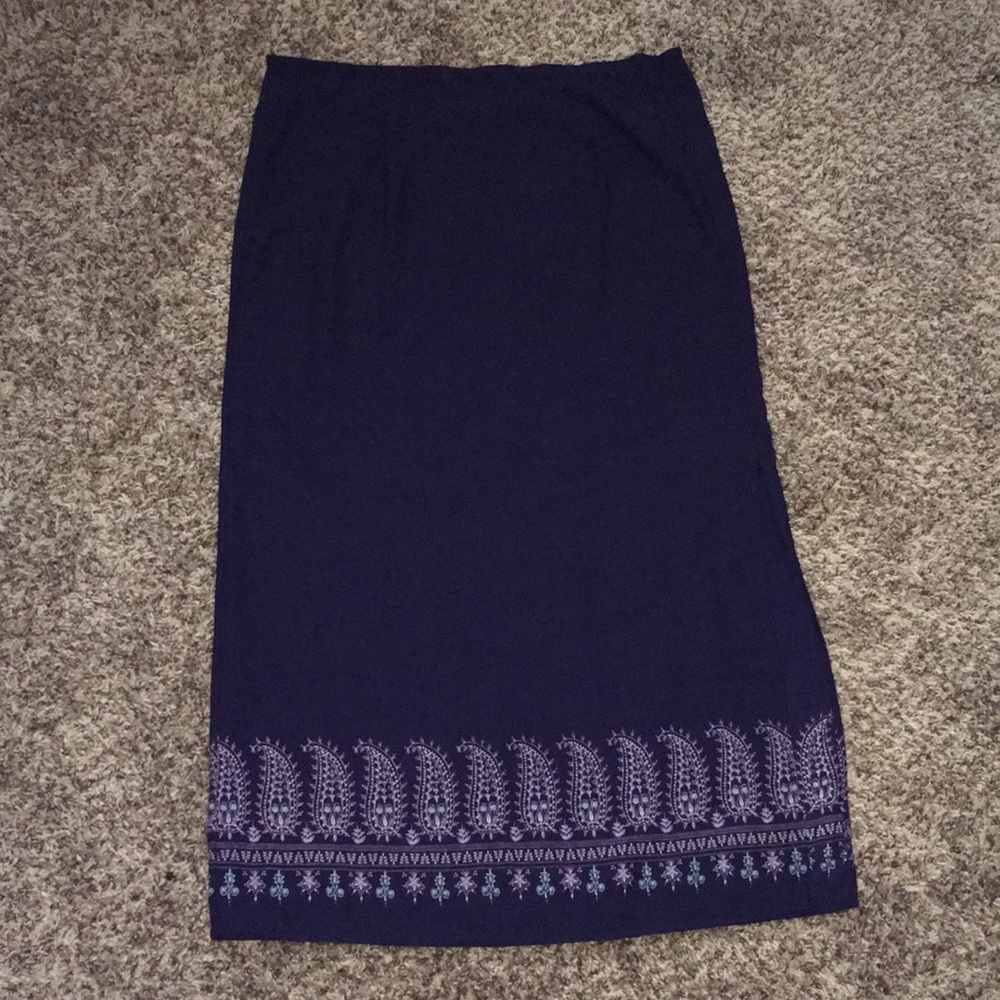 Norton McNaughton Navy Purple Paisley Long Skirt